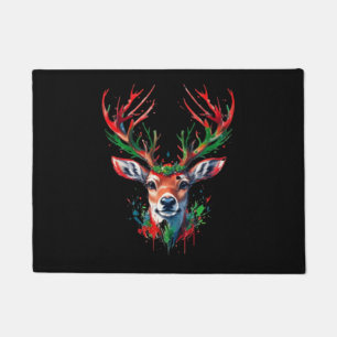 Christmas deer watercolor doormat