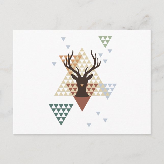 Christmas deer with abstract geometric pattern holiday postcard (Front)