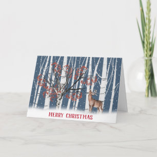 Christmas Deer With Berry Tree Card