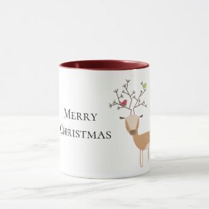 Christmas Deer with Birds Mug
