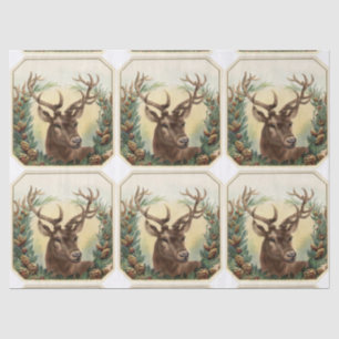 CHRISTMAS DEER WITH PINE CONE CROWN TISSUE PAPER