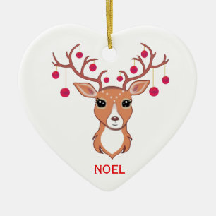 Christmas Deer with Red balls Ceramic Tree Decoration