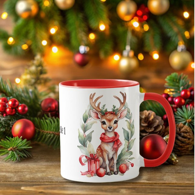 Christmas Deer with Red Scarf Coffee Mug (Creator Uploaded)