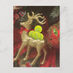 Christmas deer with tennis balls holiday postcard