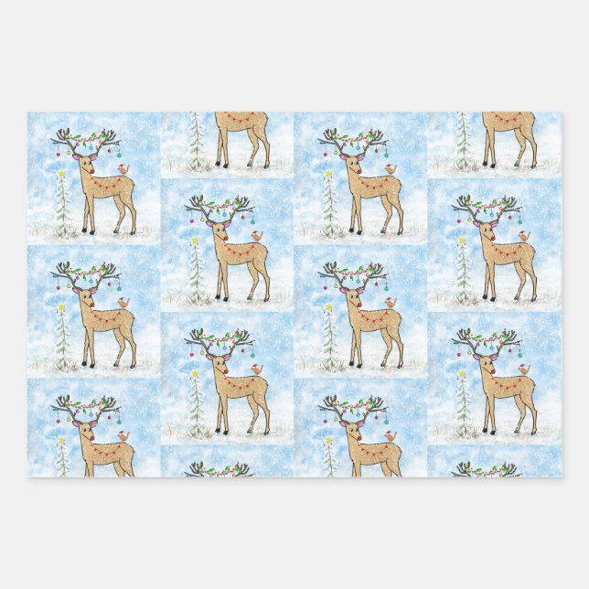 Christmas Deer Wrapping Paper (Front)