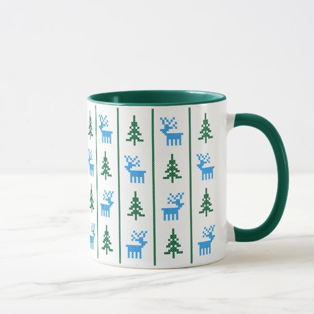 Christmas Deers and Trees Cross-stitch pattern Mug (Right)