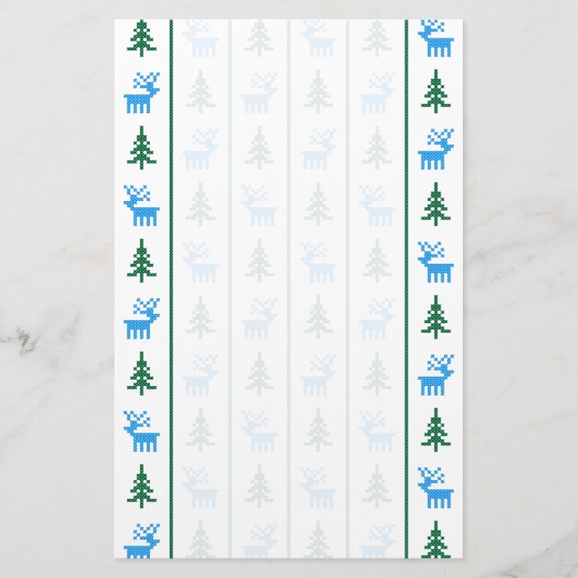 Christmas Deers & Christmas trees Stationery (Front)