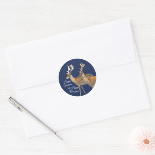 Christmas Deers Classic Round Sticker