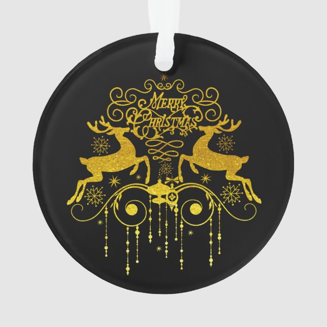 Christmas Deers Silhouettes Ornament (Back)