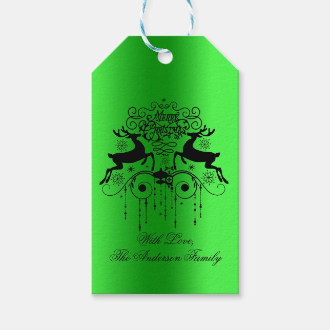 Christmas Deers Slhouettes Gift Tags (Front)