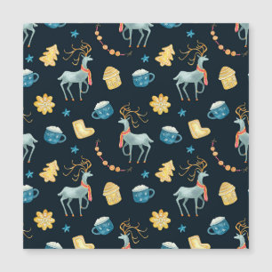 Christmas Deers: Watercolor Seamless Pattern