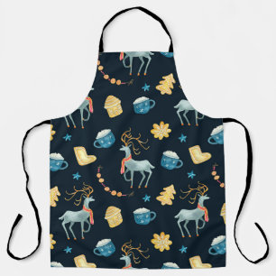 Christmas Deers: Watercolor Seamless Pattern Apron