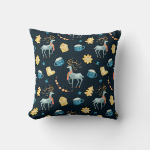 Christmas Deers: Watercolor Seamless Pattern Cushion
