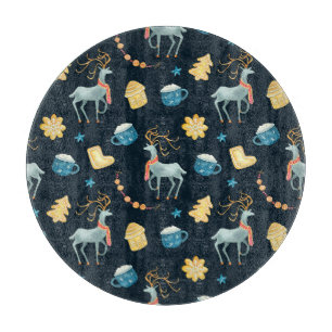 Christmas Deers: Watercolor Seamless Pattern Cutting Board