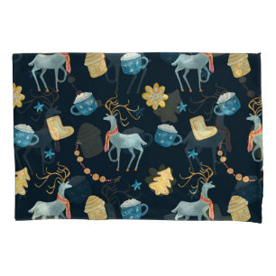 Christmas Deers: Watercolor Seamless Pattern Pillowcase