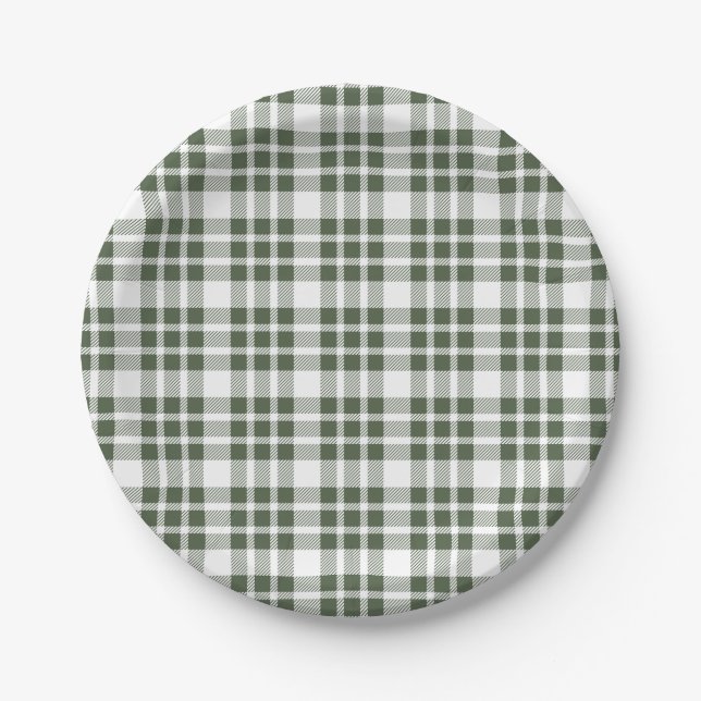 Christmas Definition Holiday Green Plaid Paper Plate (Front)