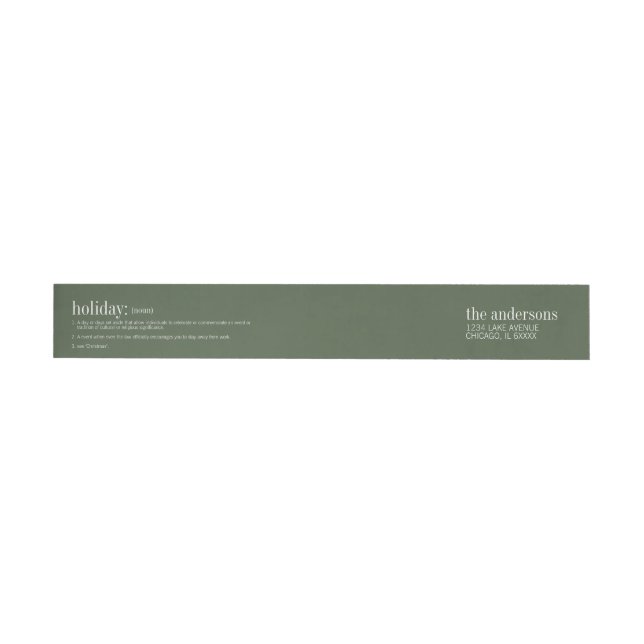 Christmas Definition Holiday Green Wrap Around Label (Individual)