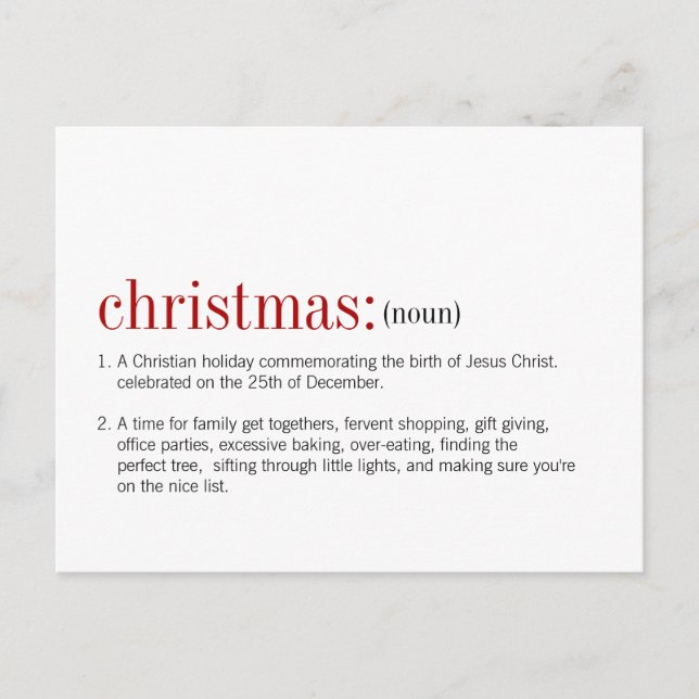Christmas Definition Holiday Postcard (Front)