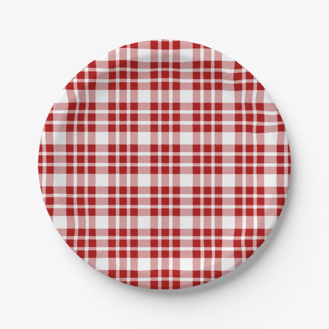 Christmas Definition Holiday Red Plaid Paper Plate (Front)