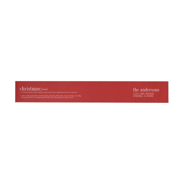 Christmas Definition Holiday Red Wrap Around Label (Individual)
