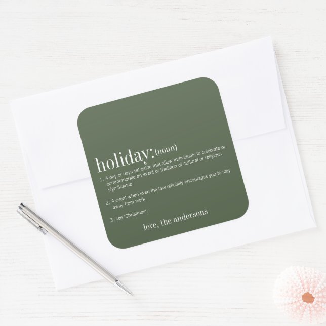 Christmas Definition Holiday Square Sticker (Envelope)