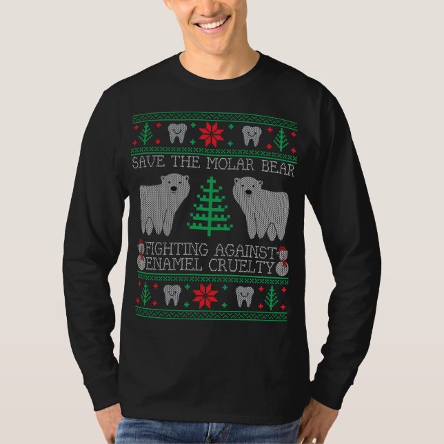 Christmas Dentist Dental Hygienist Ugly Christmas T-Shirt (Front)