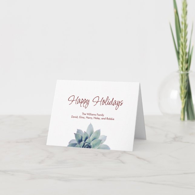 Christmas Desert Botanical Succulent  Festive Card (Front)