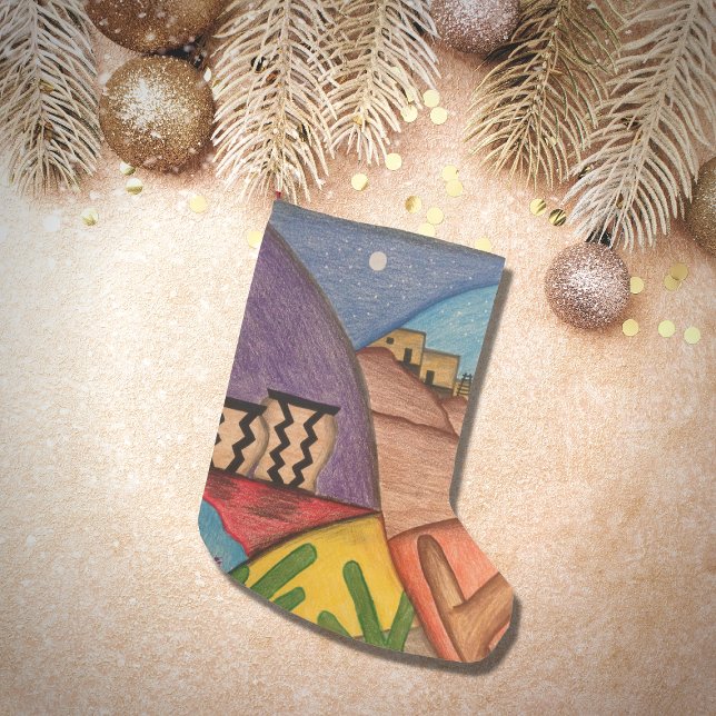 Christmas Desert Southwest Cactus Colourful Small Christmas Stocking (Creator Uploaded)