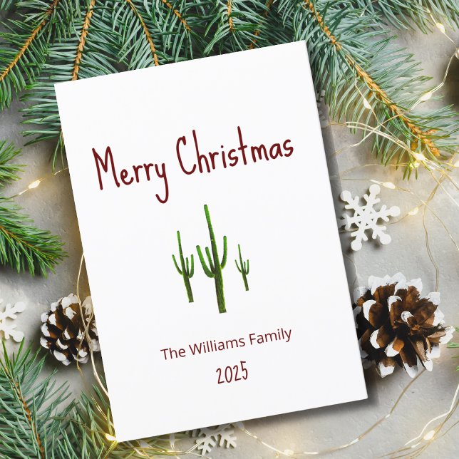 Christmas Desert Southwest Saguaro Cactus  Holiday Card (Creator Uploaded)
