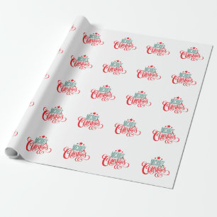 Christmas design and stars wrapping paper