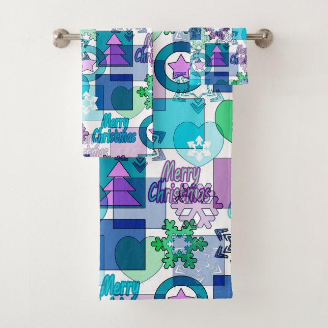 Christmas design bath towel set (Insitu)