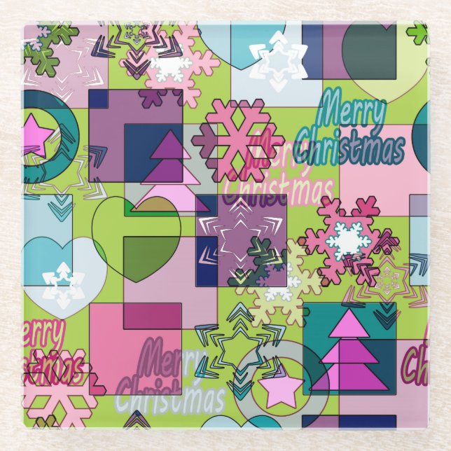 Christmas design glass coaster (Front)