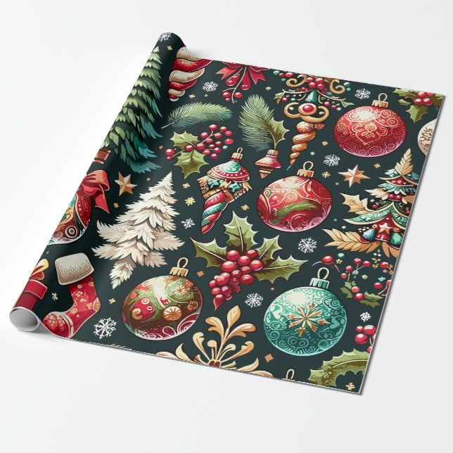 Christmas Design Pattern 9 Wrapping Paper (Unrolled)