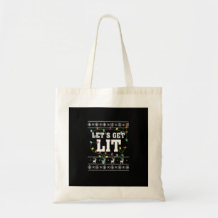 Christmas Design Quote - Let's Get Lit Tote Bag
