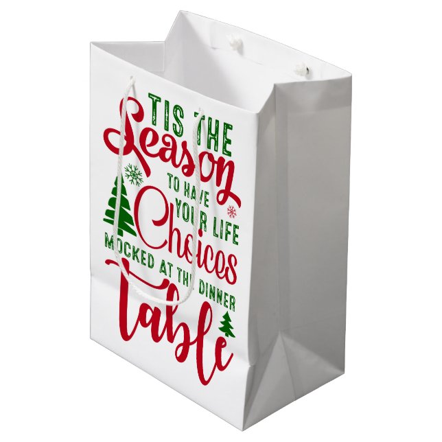 Christmas design season of choices medium gift bag (Front Angled)