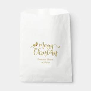Christmas Design Typography Golden and Red Holly Favour Bags