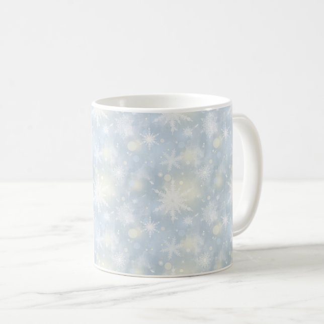 christmas,design,white,snowflakes,light,grey,blue, coffee mug (Front Right)