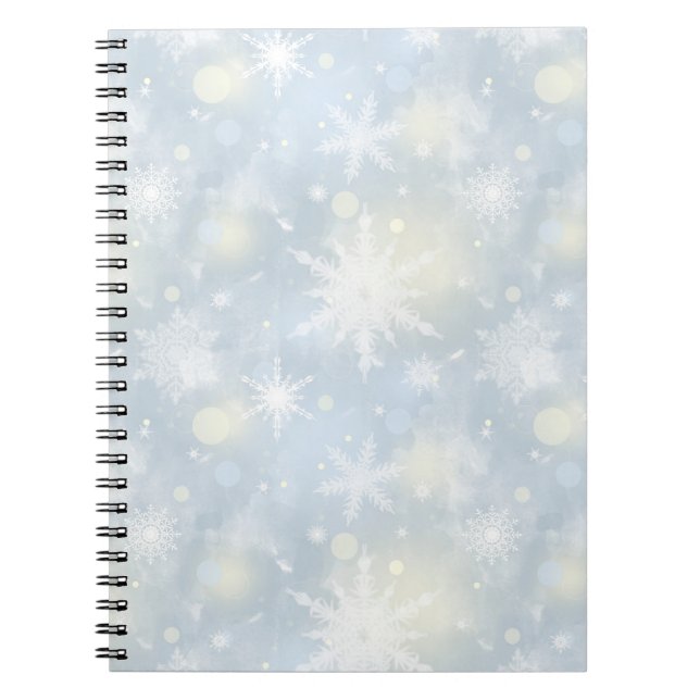 christmas,design,white,snowflakes,light,grey,blue, notebook (Front)