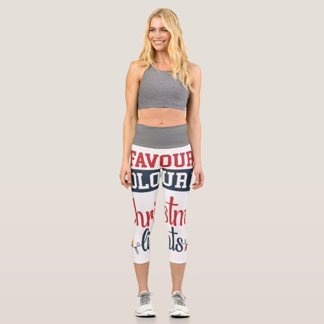 Christmas design with lights capri leggings (Front)