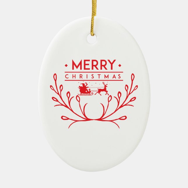 Christmas design with reindeer ceramic tree decoration (Front)