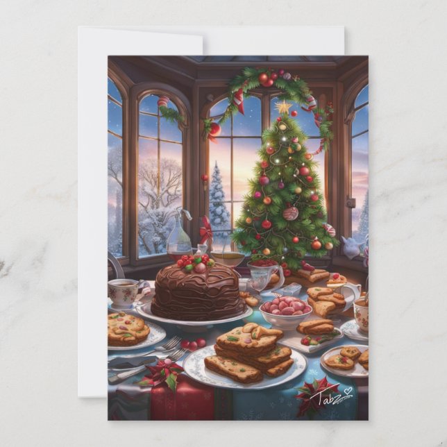 Christmas Dessert Table Vintage Style Holiday Card (Front)