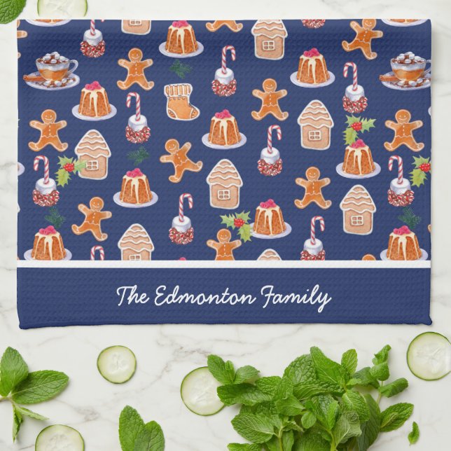 Christmas Desserts Personalised Tea Towel (Folded)