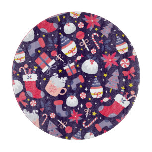 Christmas desserts, vintage starry pattern. cutting board