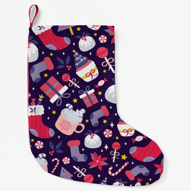 Christmas desserts, vintage starry pattern. small christmas stocking (Front)