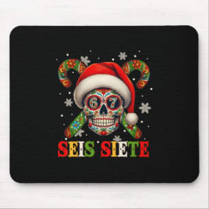 Christmas Dia De Los Muertos Sugar Skull Seis Siet Mouse Pad