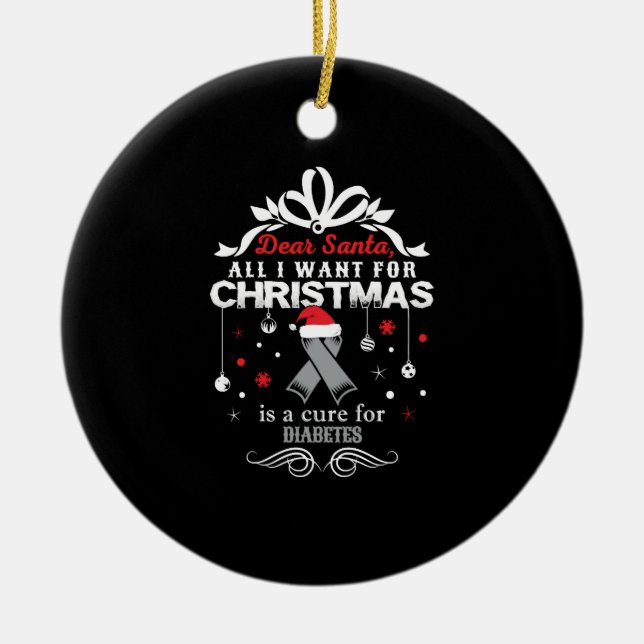 Christmas- Diabetes Awareness Shirt Ceramic Tree Decoration (Front)