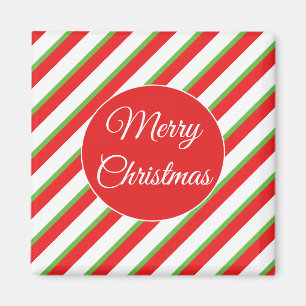 Christmas diagonal lines pattern fridge magnet