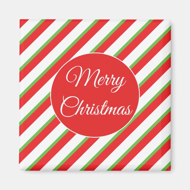 Christmas diagonal lines pattern fridge magnet (Front)