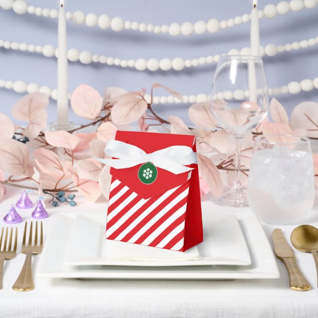 Christmas Diagonal Red and White Stripes Simple Favour Box (Wedding)