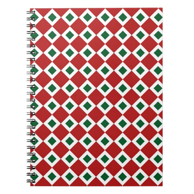 Christmas Diamond Pattern Spiral Notebook (Front)